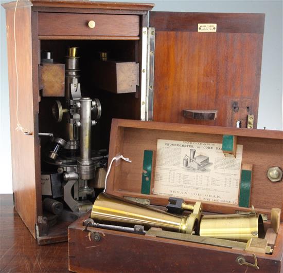 A chondrometer or corn balance & a microscope